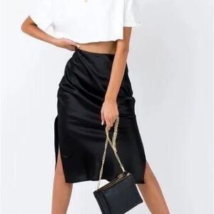 Princess Polly Black Satin Pencil Skirt